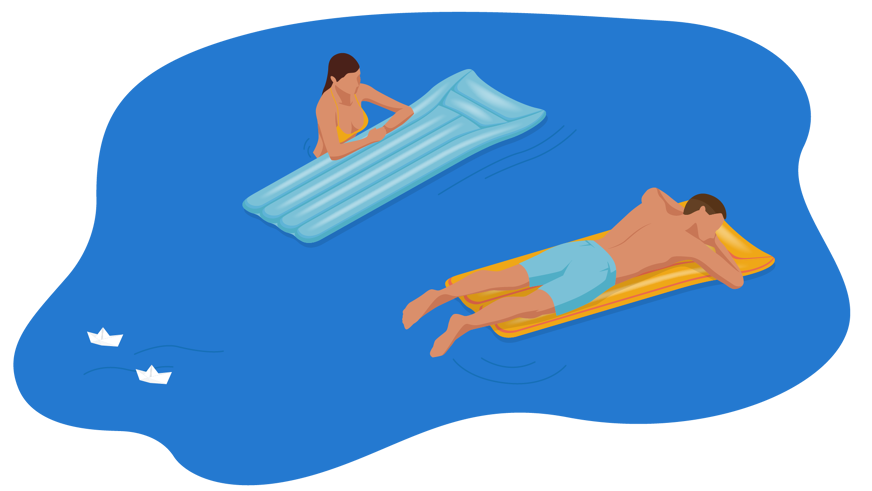 Luftmatratzen im Wasser